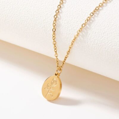 Oval Gold rose Pendant