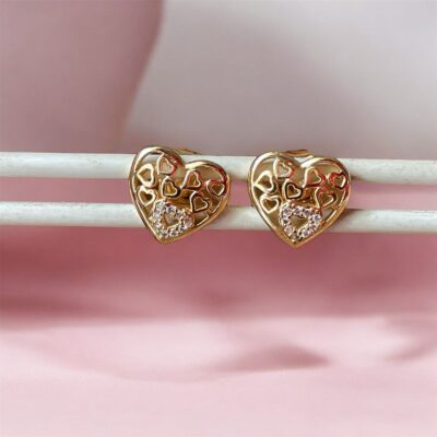 gold heart earrings